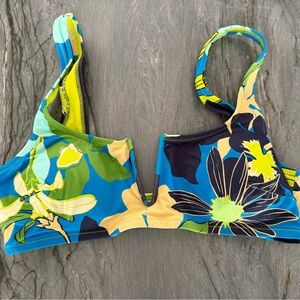 Aerie Blue and Green Floral Bikini Bottom